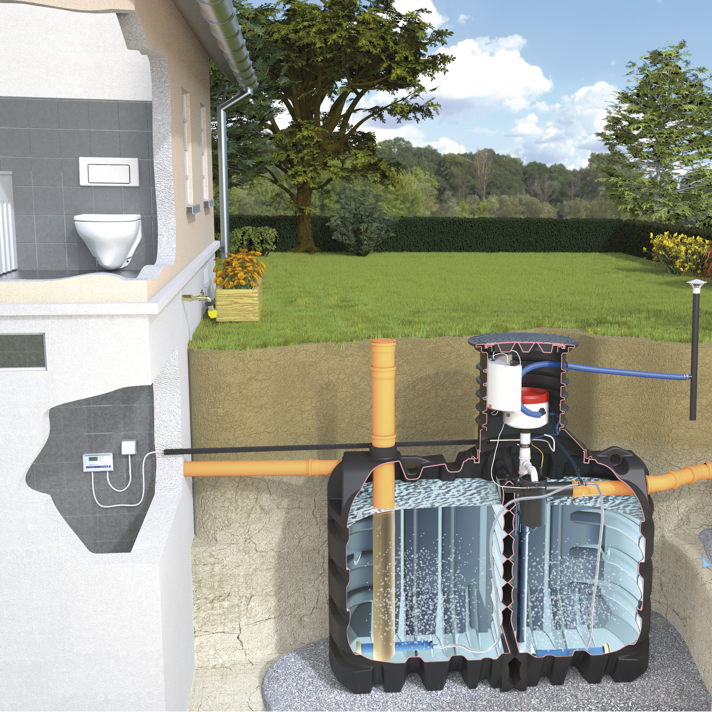 snittbilde av renseanlegg solido smart for opptil tre boliger
